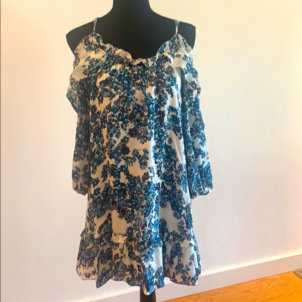 Blue and white floral dress